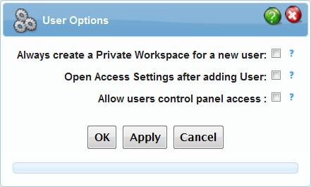 example of new user options in control panel