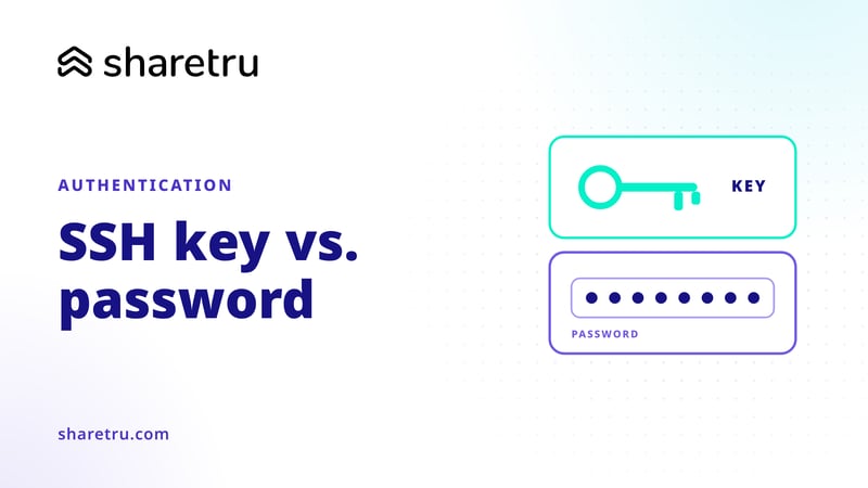 A key panel above a password field, illustrating SSH key versus password authentication