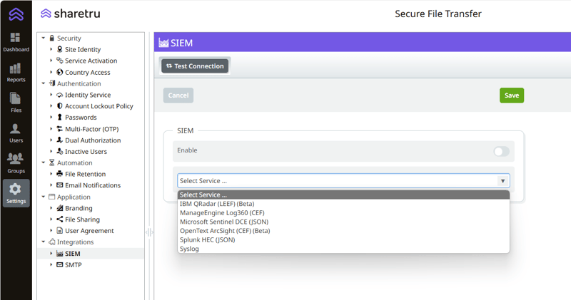 Sharetru-SIEM-Integration-Feature-Screenshot
