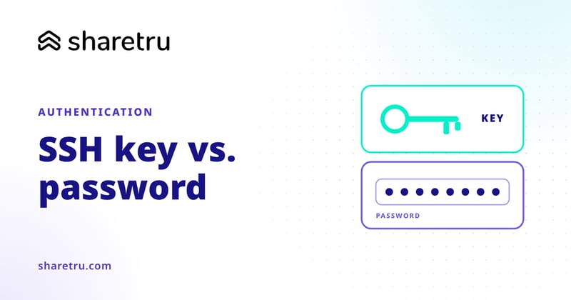 A key panel above a password field, illustrating SSH key versus password authentication