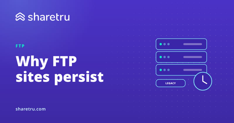 Stack of three legacy servers with a clock, illustrating why FTP sites persist